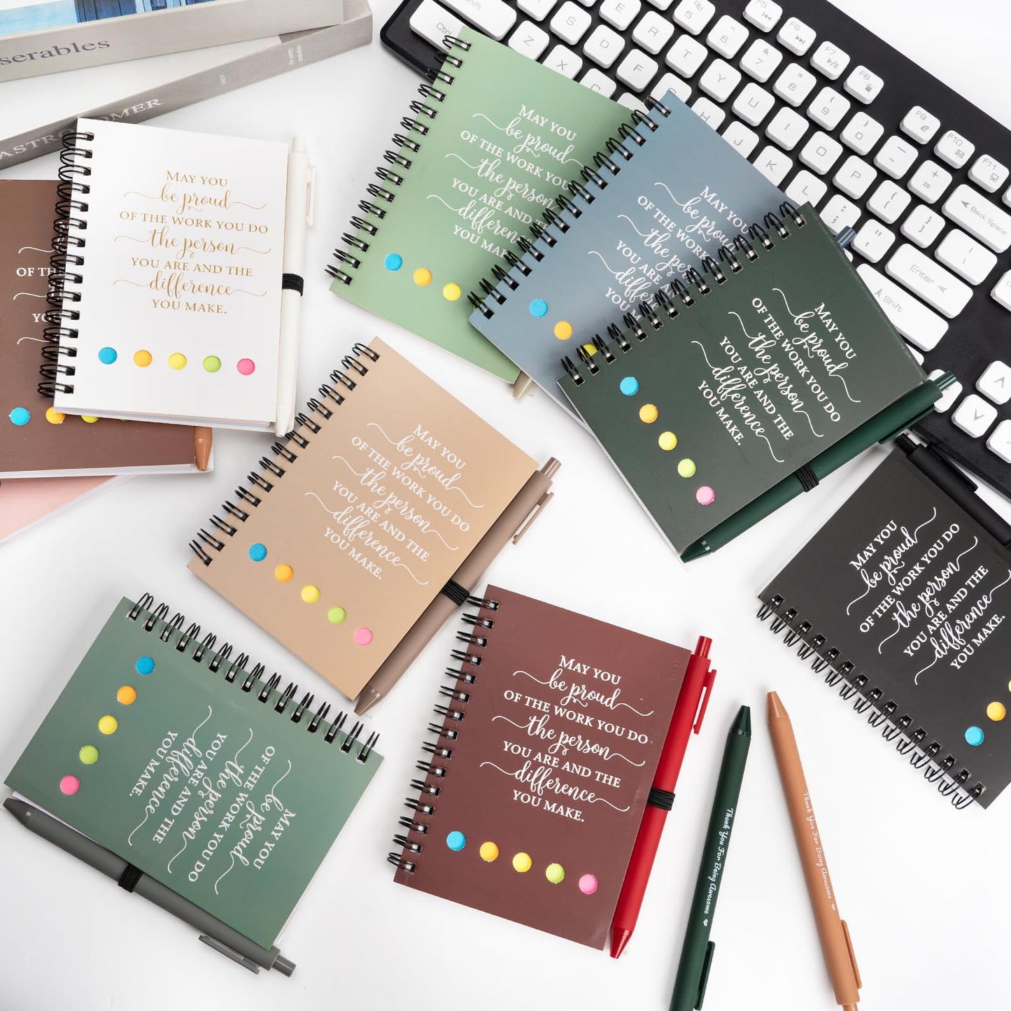 20 Sets Employee Appreciation Gifts Bulk Inspirational Spiral Notebook Journal with Sticky Note Motivational Pen Thank You Small Gifts for Coworkers Team Nurse Teacher Volunteer Office Staff Gift