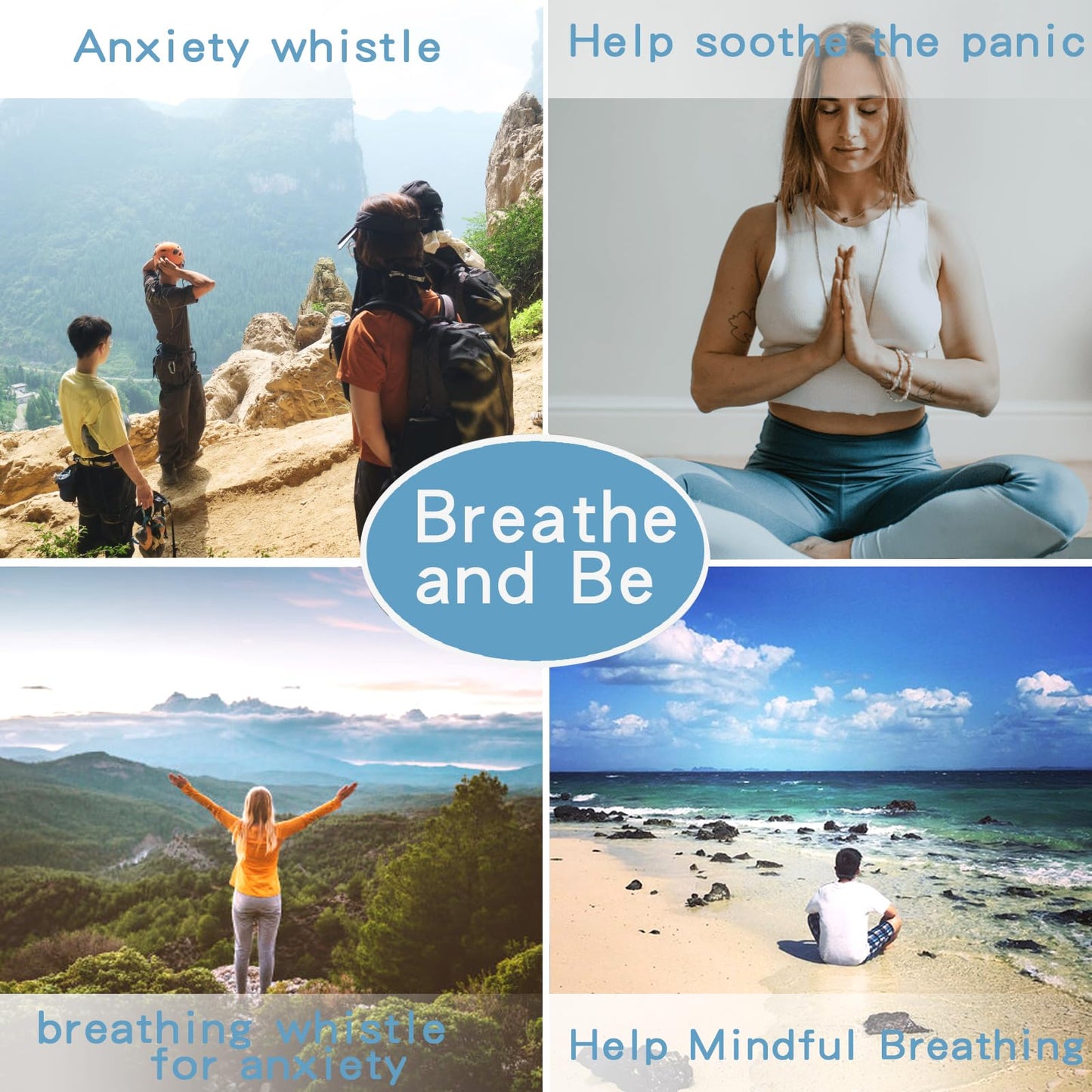 BOLAGTIER Anxiety Whistle Frequency Healing Devices Mindfulness Breathing Necklace Meditation Tuning Tool Stress Relief Outdoor Emergency Life Saving Tools Jewelry Gift for Women Men (Steel)