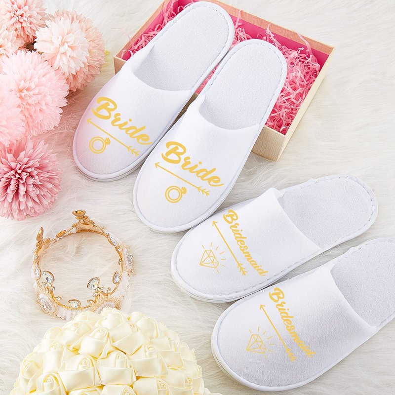 Hercicy Wedding Bridesmaid Slippers Set of 7 Bride Disposable Hotel Bridal Shower Spa Slippers for Weddings and Bachelorette Party Decoration
