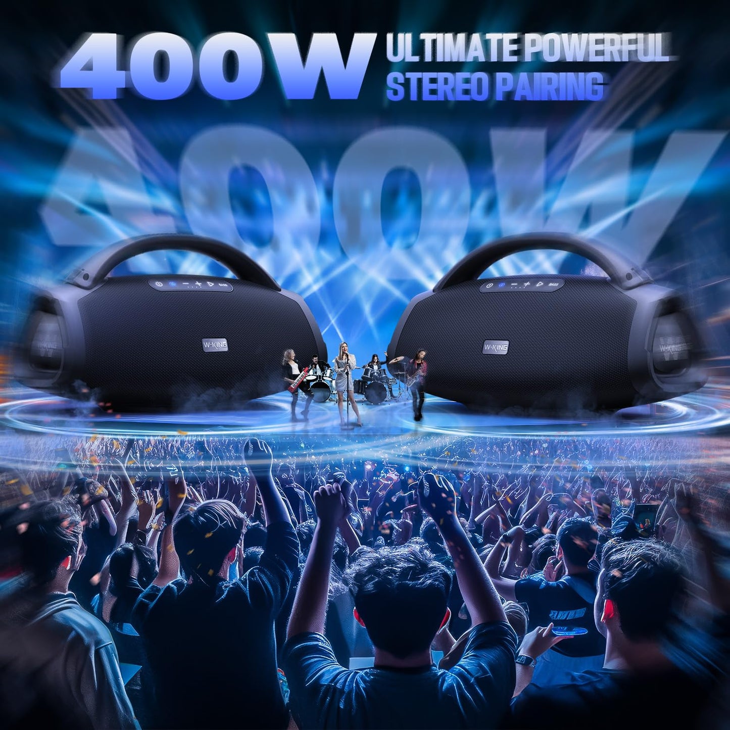 330W PEAK Loudest Boom Box X20, 7.5" Subwoofer, 2.1Ch, IPX7 Waterproof 200W RMS Party Bluetooth Speaker, Hi-Fi, Large Wireless Speakers, BT5.4, EQ APP, Fast Charge, Guitar-in,Massive Bass for Outdoors