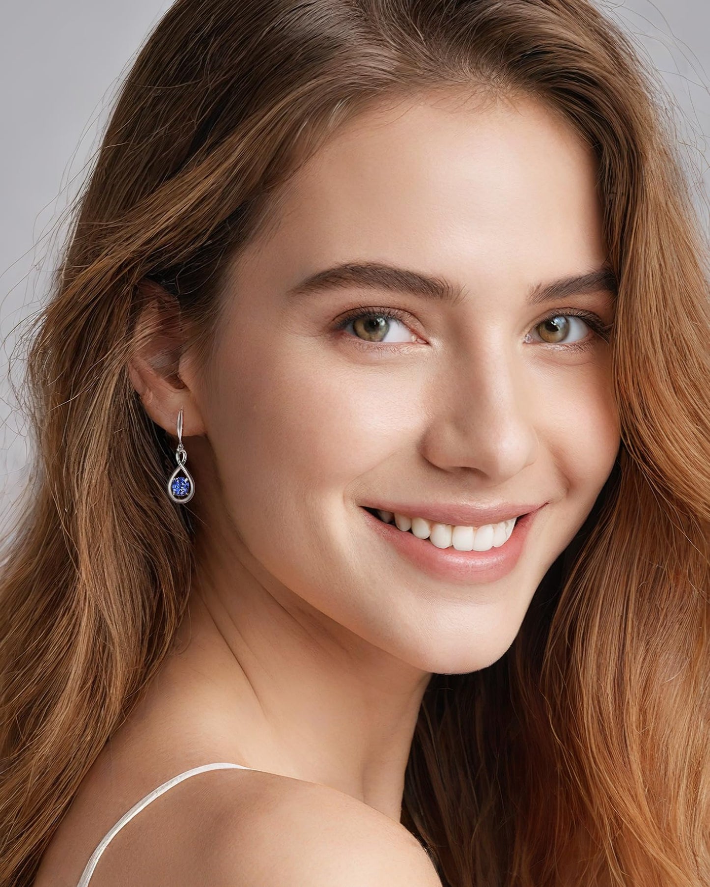 FANCIME Tanzanite Dangle Drop Earrings 925 Sterling Silver Dainty Infinity Gemstone December Birthstone Earring Fine Jewelry Birthday Mothers Day Gifts for Mom Her Women