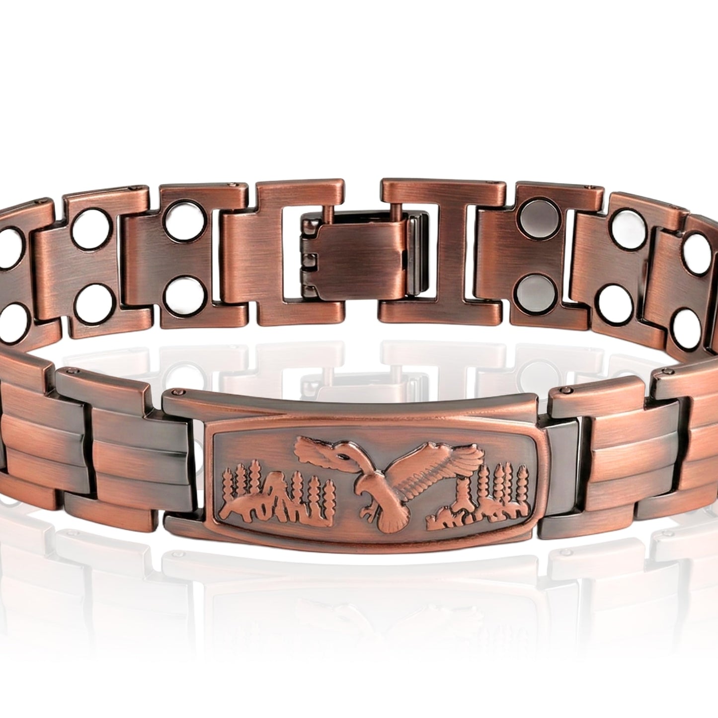 Desnuage Copper Bracelet for Men - Vintage Adjustable Magnetic Copper Bracelet Engraved Eagle Design Retro Men Copper Jewelry Daily Wear Health Bracelet