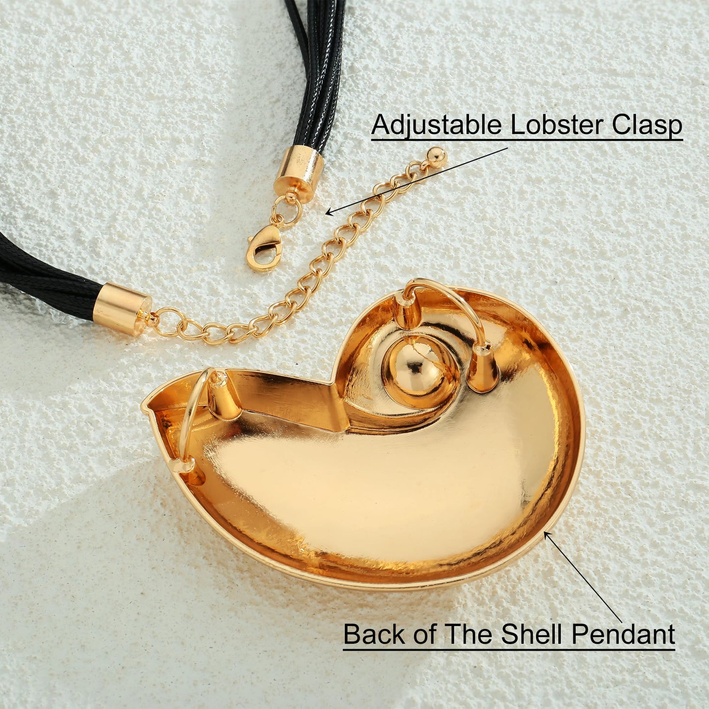 WOWORAMA Chunky Conch Shell Necklace for Women Heavy Gold Sea Snail Shell Necklaces Little Mermaid Leather Choker Necklaces Sea Witch Cosplay Necklace Holiday Jewelry