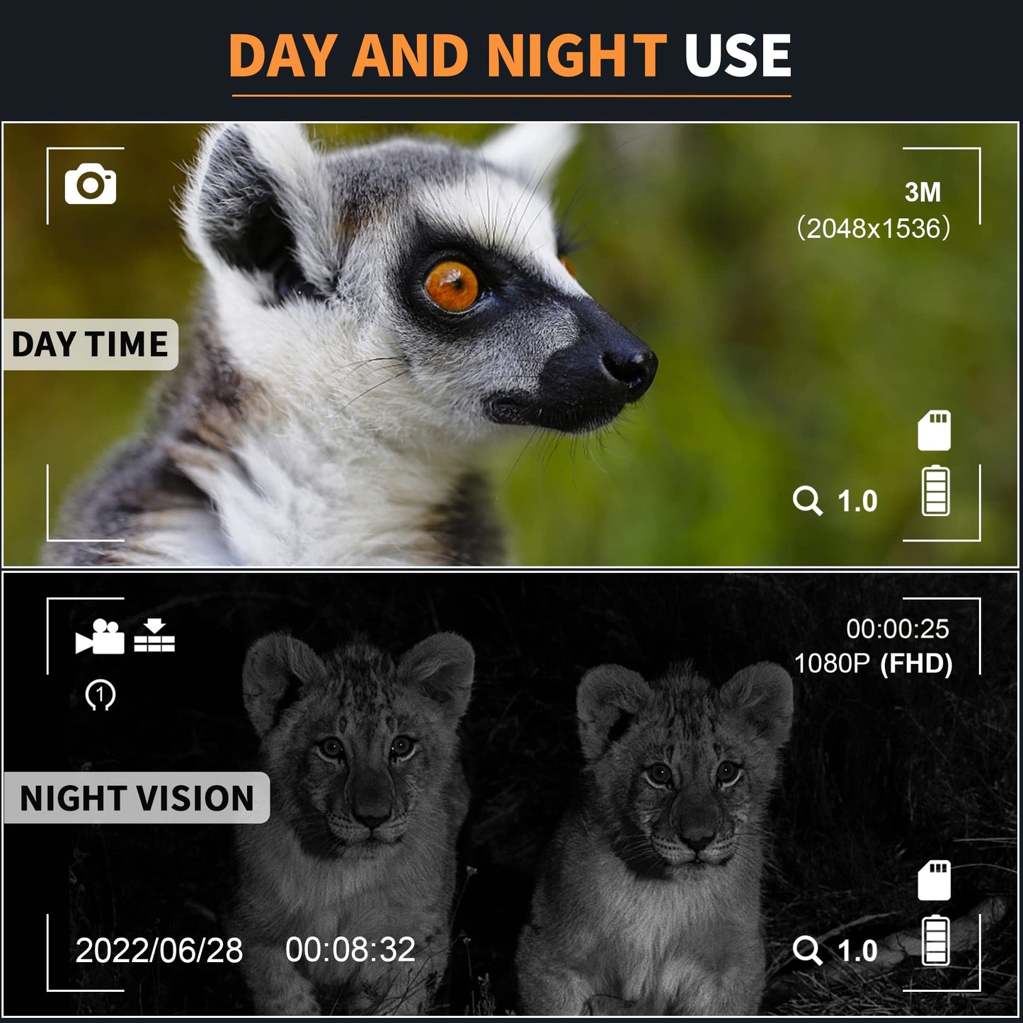 4K Night Vision Goggles,Head-Mounted Night Vision Binoculars with 8X Digital Zoom, Rechargeable Infrared Goggles with Screen for Viewing 984ft in 100% Darkness FHD Video for Adult（64GB TF）