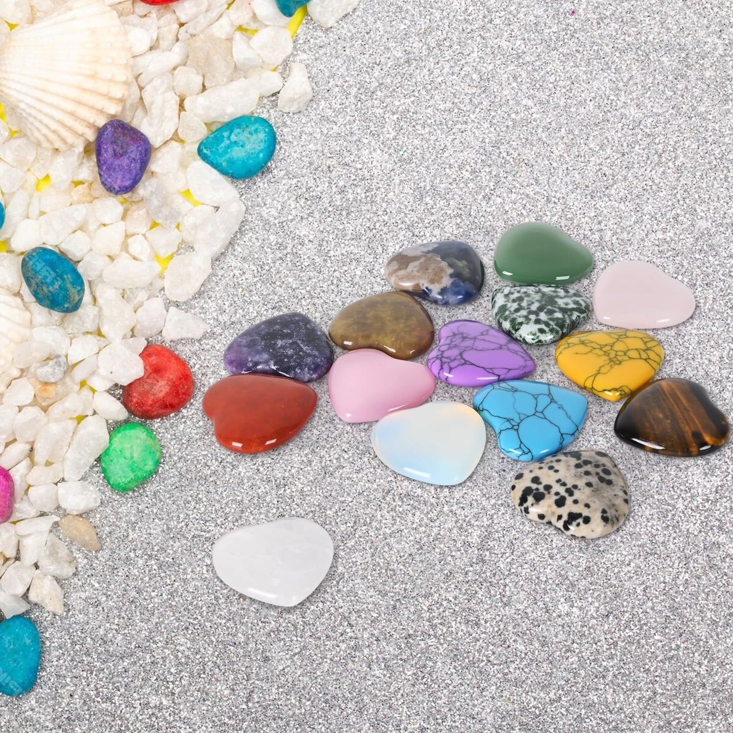 Ditind 15PCS Mixed Color Heart Healing Crystals – Handcrafted Gemstones for Meditation, Chakra Balancing, Energy Healing & Witchcraft, Crystals and Healing Stones for Positive Vibes