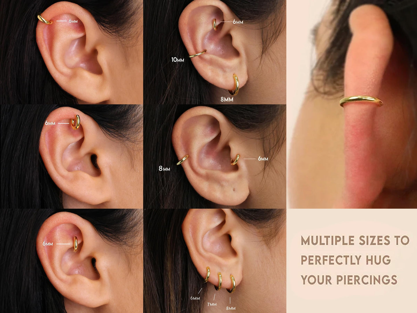 316L Surgical Stainless Steel Gold Huggie Hoop Earrings for Women Men, Stainless Steel Hypoallergenic Small Earring Set for Sensitive Ears, Cute Mini Thin Tiny Cartilage Earrings Stacks for Women Multiple Piercing Jewelry Gift