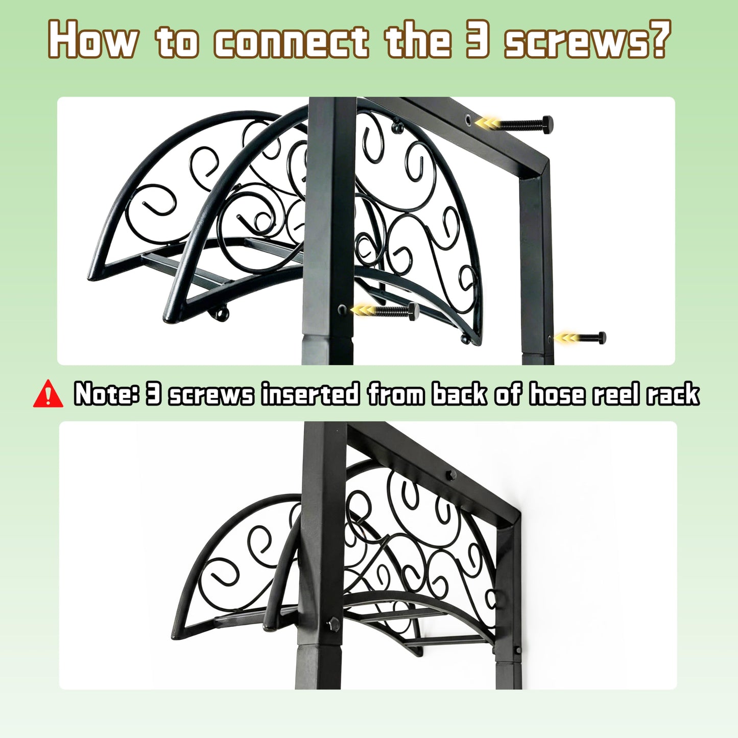SYITCUN Garden Hose Holder, Heavy Duty Stainless Steel Garden Hose Reel with Triangle Reinforcement, Supports 150 ft Hose, 45-Inch Ergonomic Water Hose Stand for Outside, Black