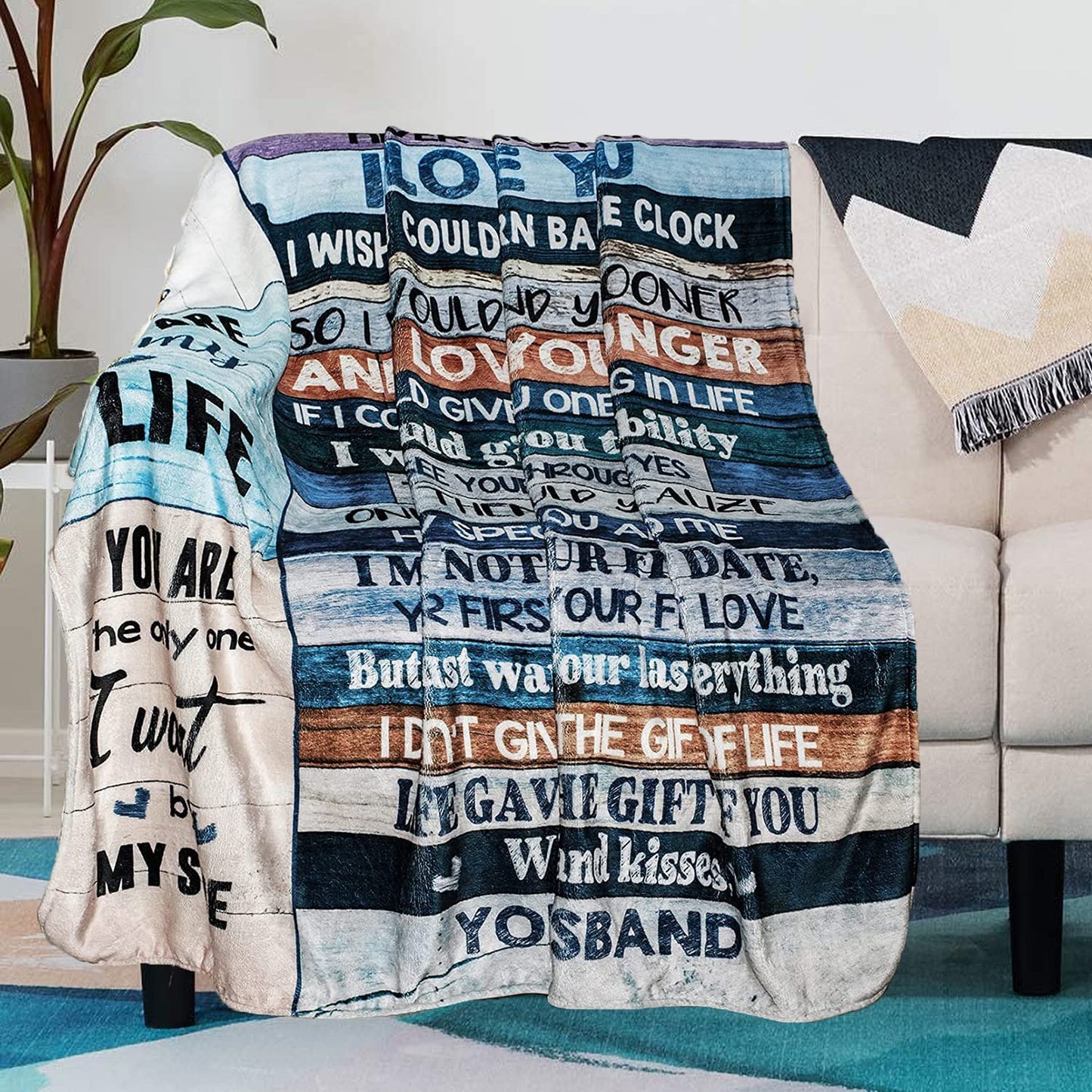 Anniversary Romantic Gift for Wife, Ultra-Soft Micro Fleece Sherpa Throw Blanket, Christmas Day Gifts for Her, Wife Birthday Gifts from Husband, for Bedding Sofa and Travel