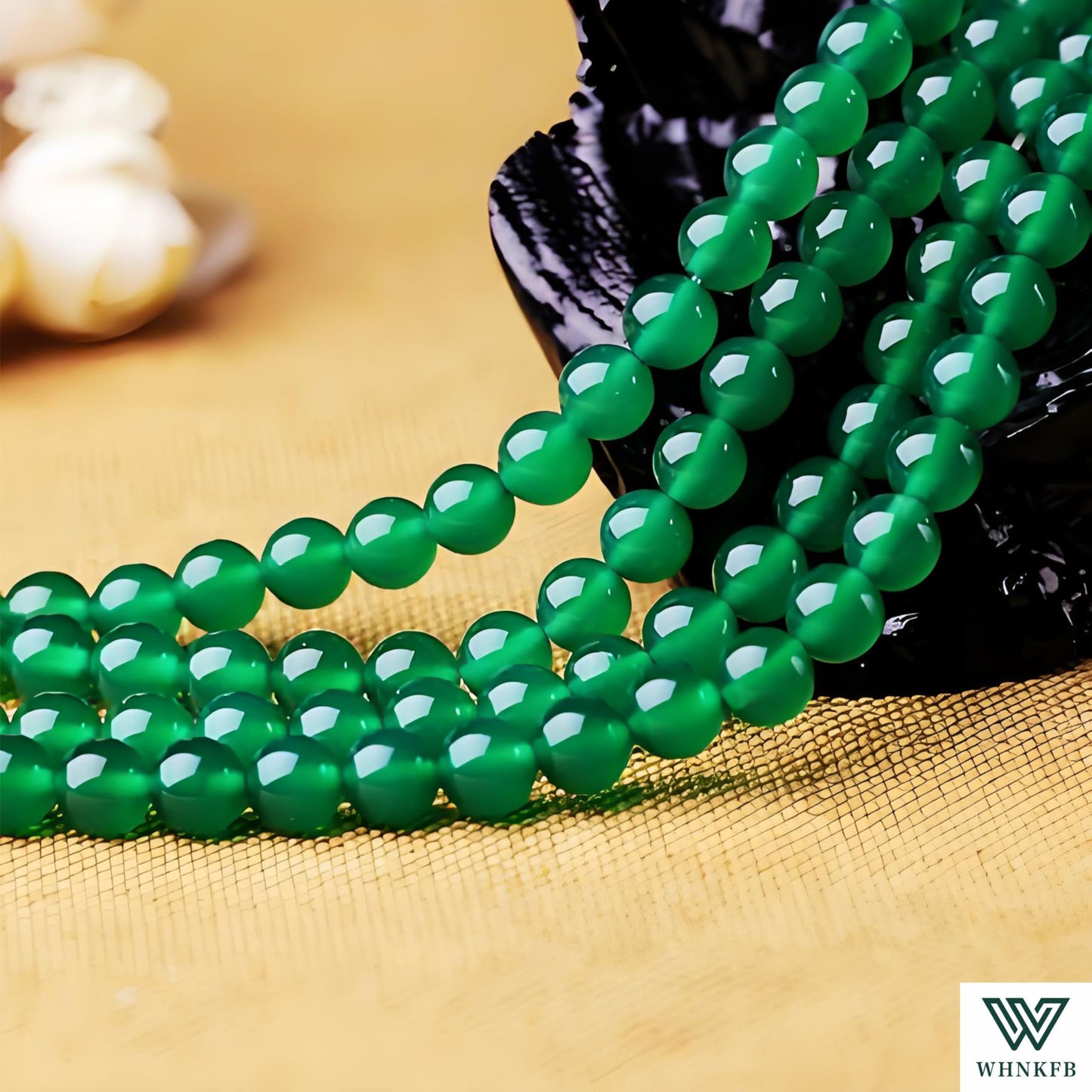 WHNKFB 6mm 100PCS Natural Green Agate Round Beads, Banded Loose Stone Beads for Jewelry Making Craft - 4mm 6mm 8mm 10mm Options with Free Elastic Cord