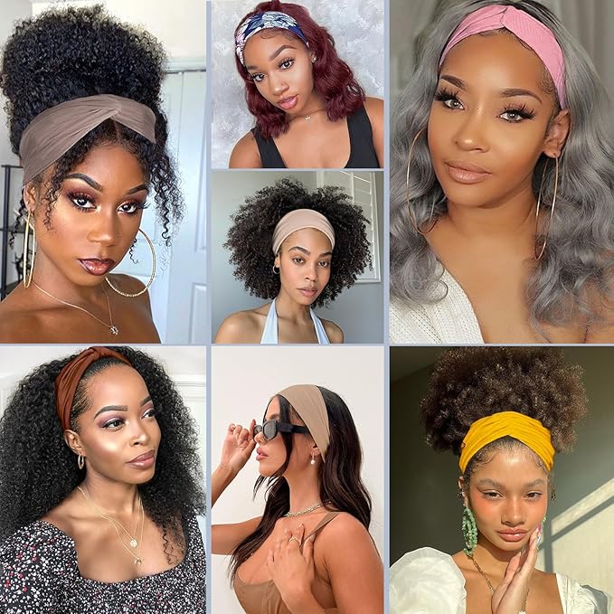 Kahanaa 4 Pcs Wide Headbands for Women Soft Stretchy Turban Headband Hair bands Head Bands Hair Wraps With Twisted Knots for Yoga Workout