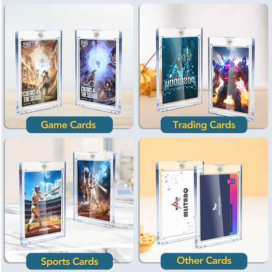128ct Magnetic Card Holders, 35pt One Touch Card Holder, U-V Protection Hard Plastic Case for Trading Cards, Display Case for Sports, Baseball, Football, Game Cards