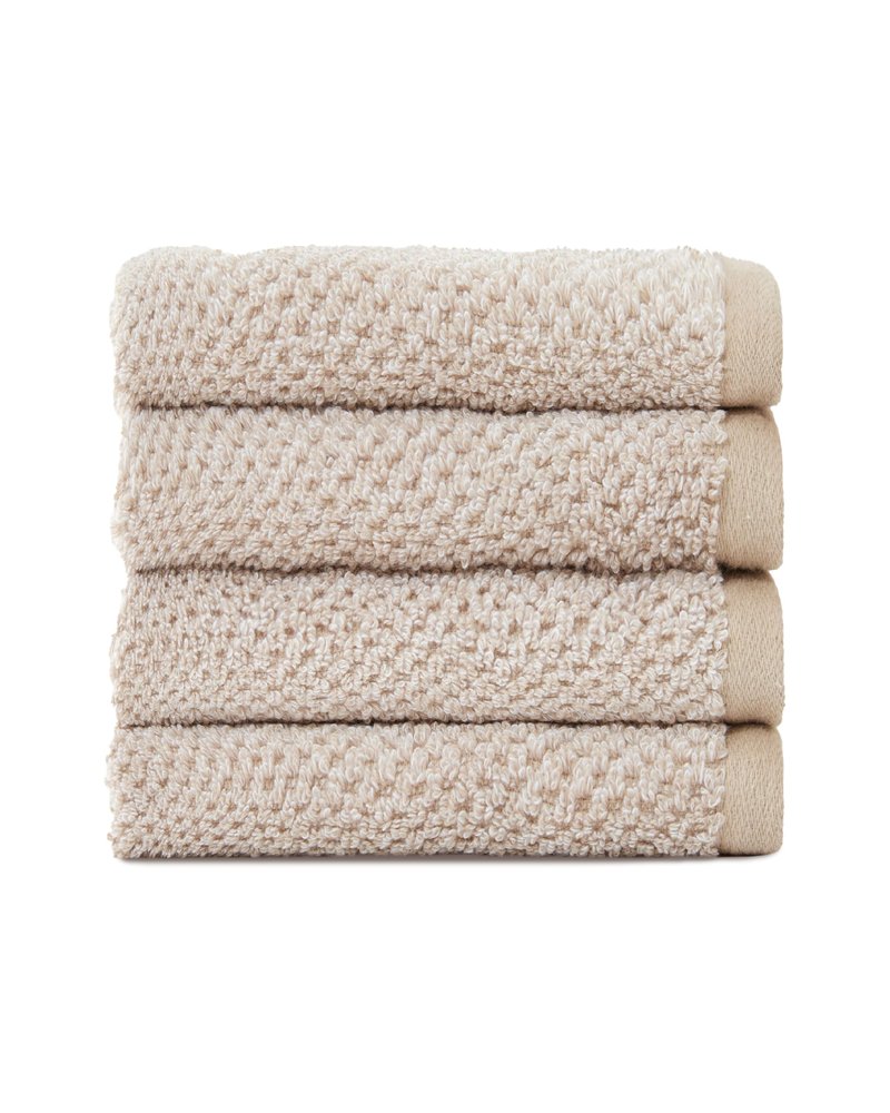 Cozy Earth Nantucket 60% Cotton 40% Viscose from Bamboo Washcloth - 600 GSM Plush & Fast-Drying with Rice Weave Pattern - 4 Pack 13" x 13" Luxury Washcloth - Sand