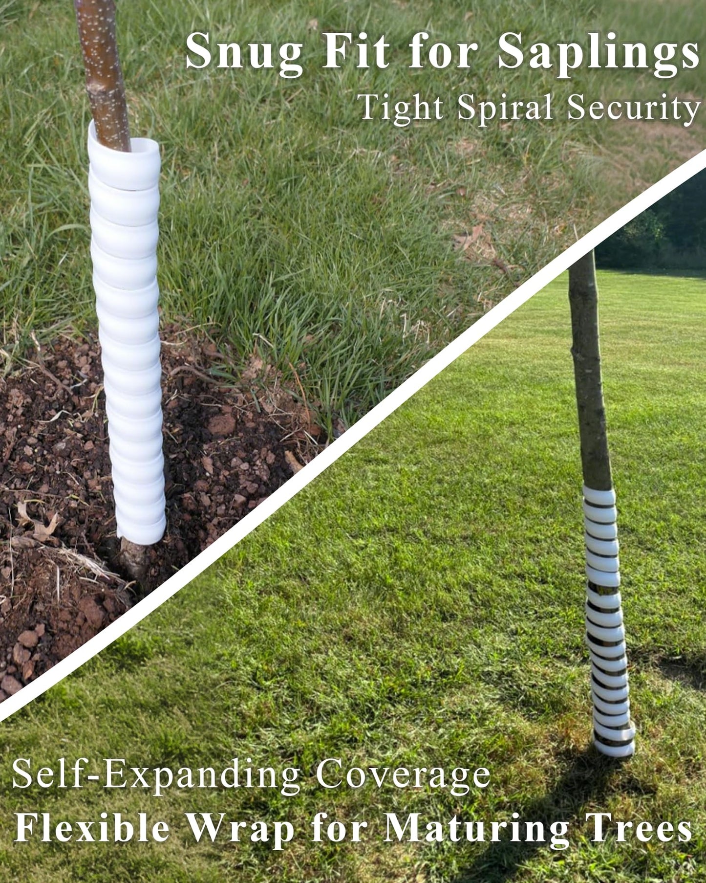4 Pack Tree Trunk Protector, Spiral Tree Guard Wrap for Bark Protection, Dual Size Adjustable Plastic Tree Covers for Year-Round Garden Use, Durable Shield for Saplings & Shrubs (Standard)