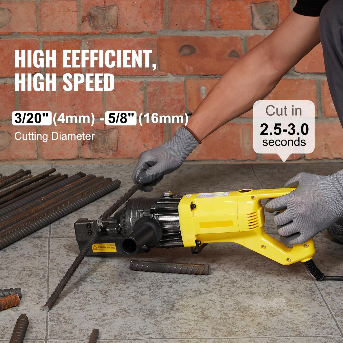 Happybuy Electric Hydraulic Rebar Cutter,900W Portable Electric Rebar Cutter,Cutting up to 5/8 Inch #5 4-16mm Rebar within 3 Seconds,110V,with Easy to Carry Stainless Box(900W RC-16)