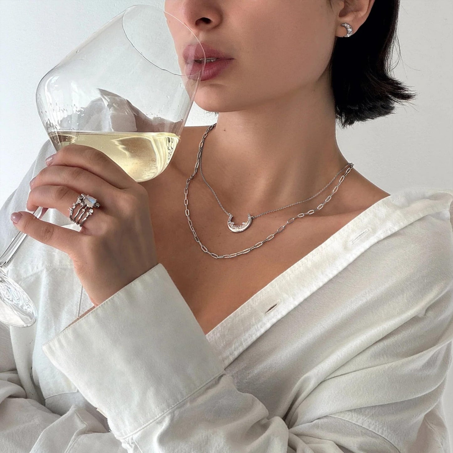 Moon Magic - Authentic Moonstone Necklace for Women | Onyx, Black Obsidian Necklaces/Real 925 Sterling Silver/18k Rose and Yellow Gold Enchanted Crystal Necklace for Women | Genuine Gemstone Jewelry