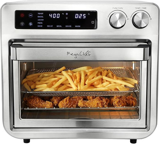 MegaChef 25 Quart Digital Electric Multi-Function Air Fryer and Counter Top Oven with Broil, Bake & Toast