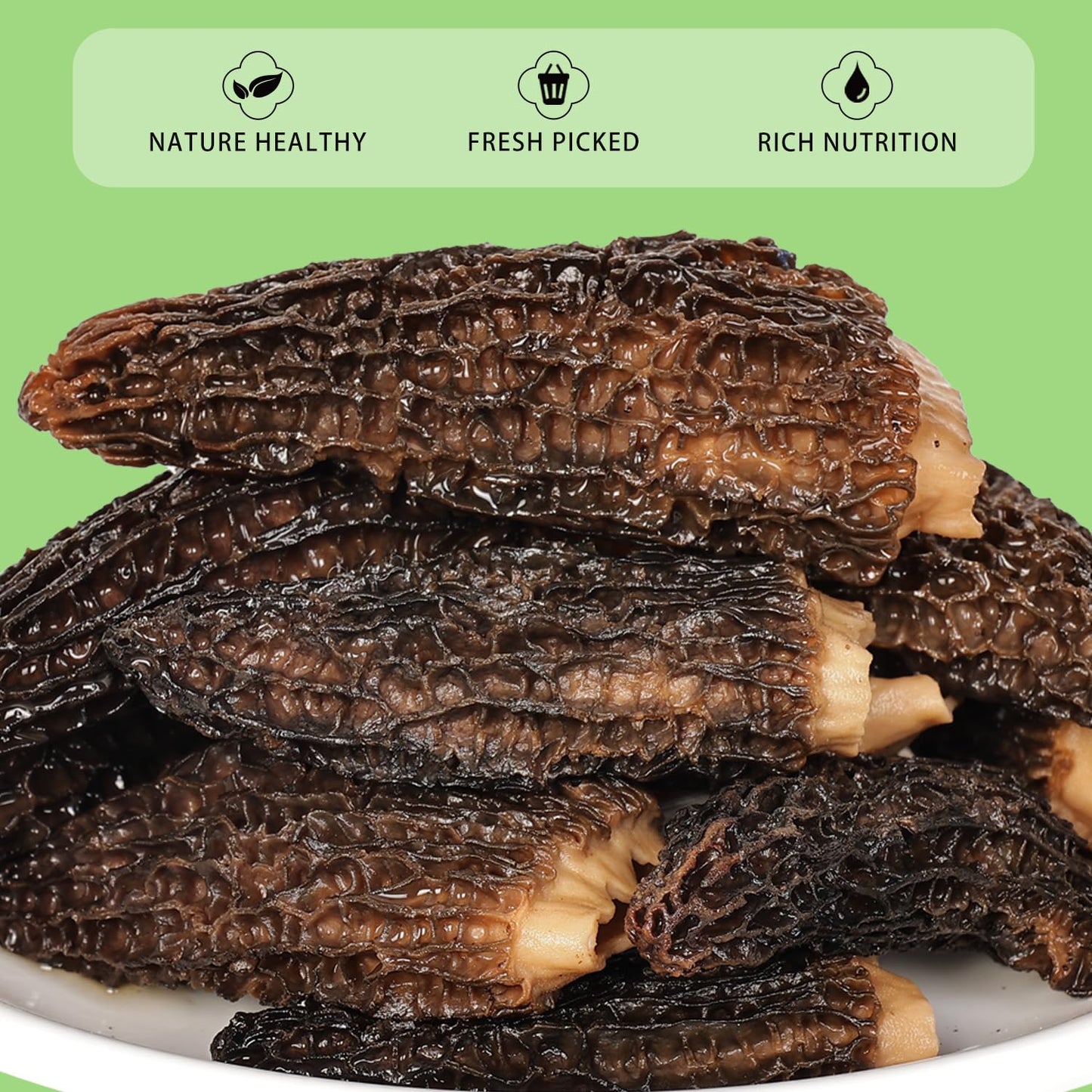 MillynLike Dried Morel Mushrooms Trimmed Stems & Large Caps (2+ Inches) | 2oz Gourmet Morchella Conica, Premium AAA Grade100% Natural without additives for cooking