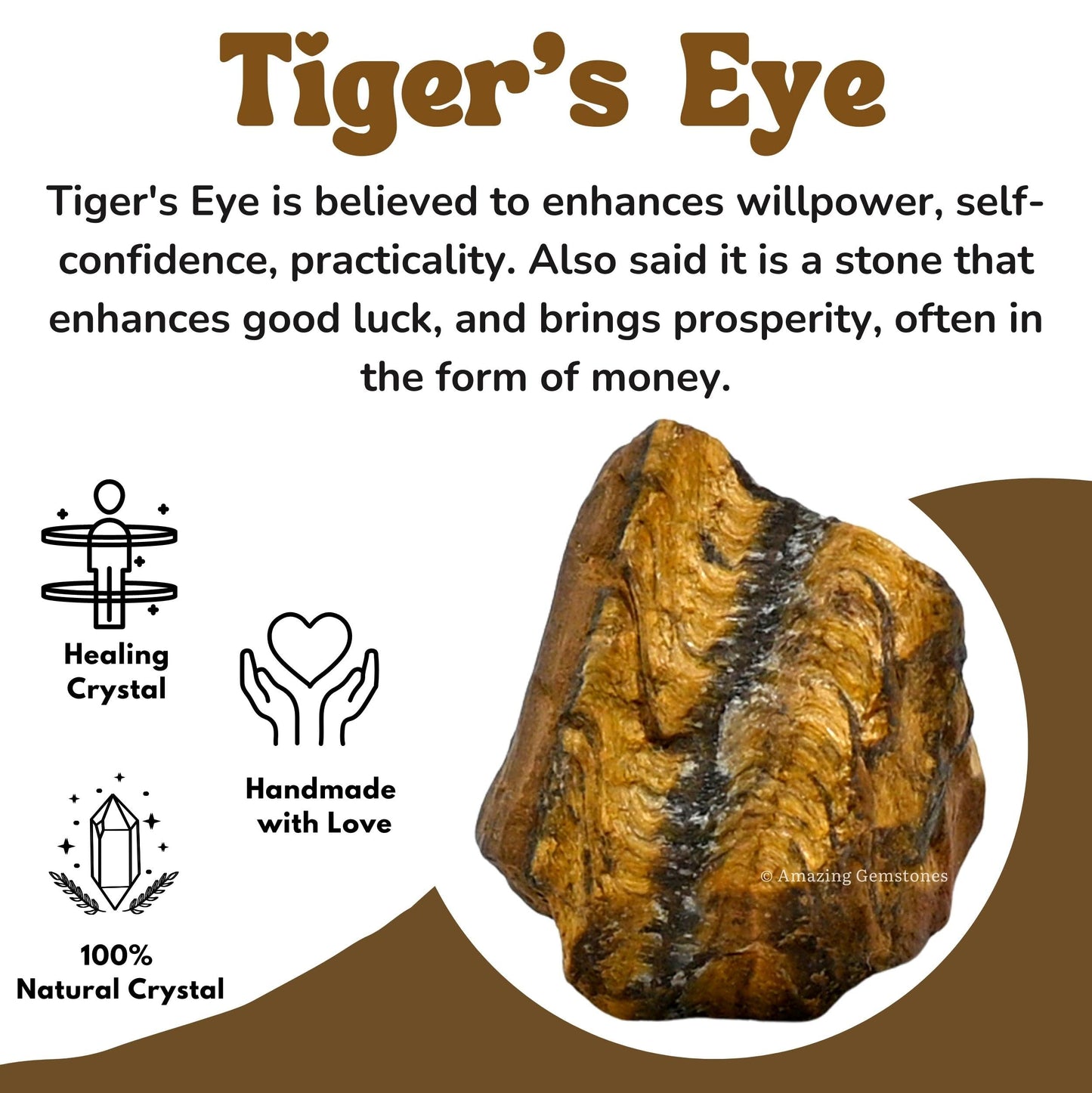 Amazing Gemstone Tiger Eye Raw Crystals and Healing Stones, Natural Rocks for Tumbling and DIY Raw Stones and Crystals (1 Piece)