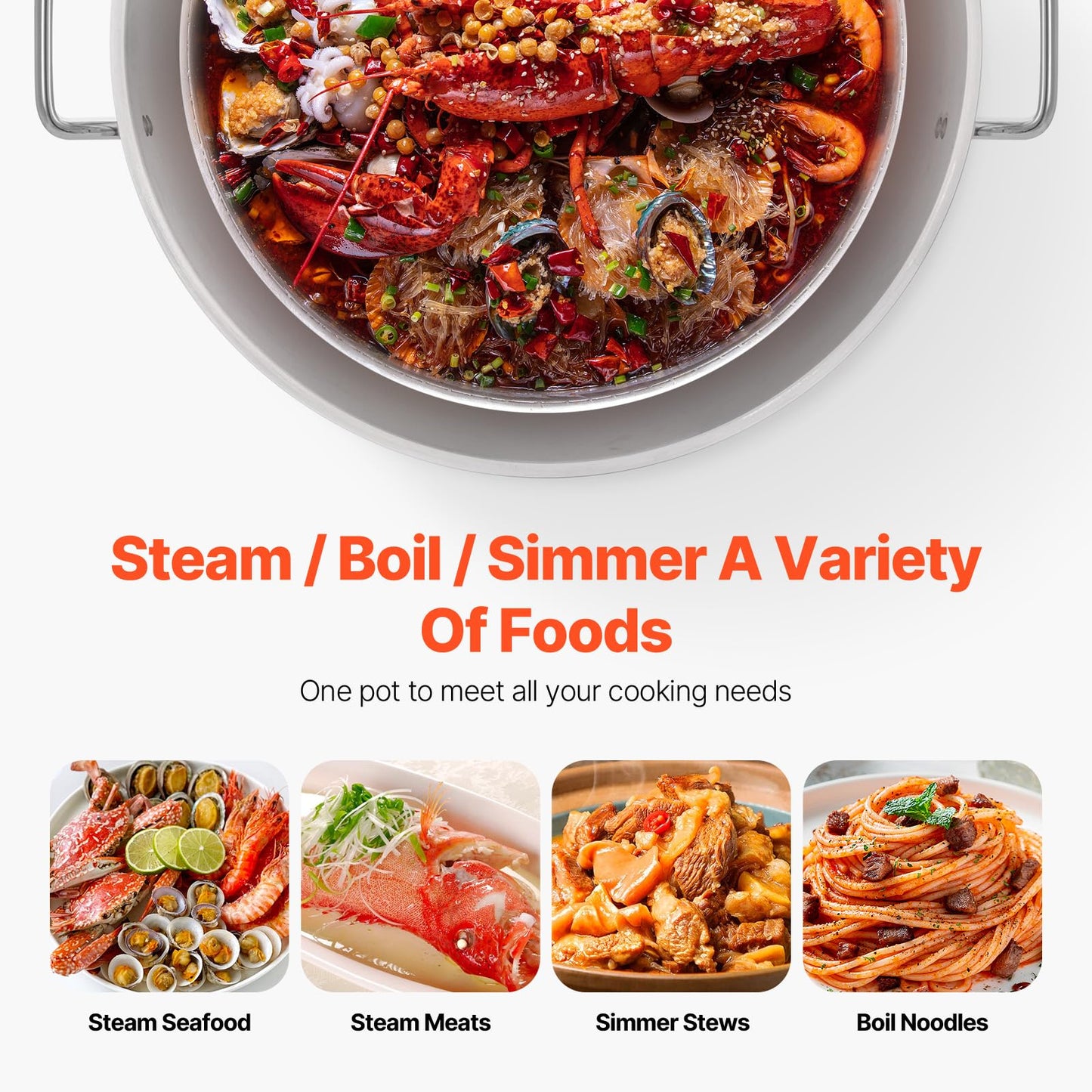 VEVOR 80 Qt Seafood Boiling Kit with Strainer, Outdoor Seafood Boil Pot and Basket, Cooking Set for Crab Crawfish Lobster Boiling, Aluminum Stockpot with 100,000 BTUs Propane Burner and Steamer Rack