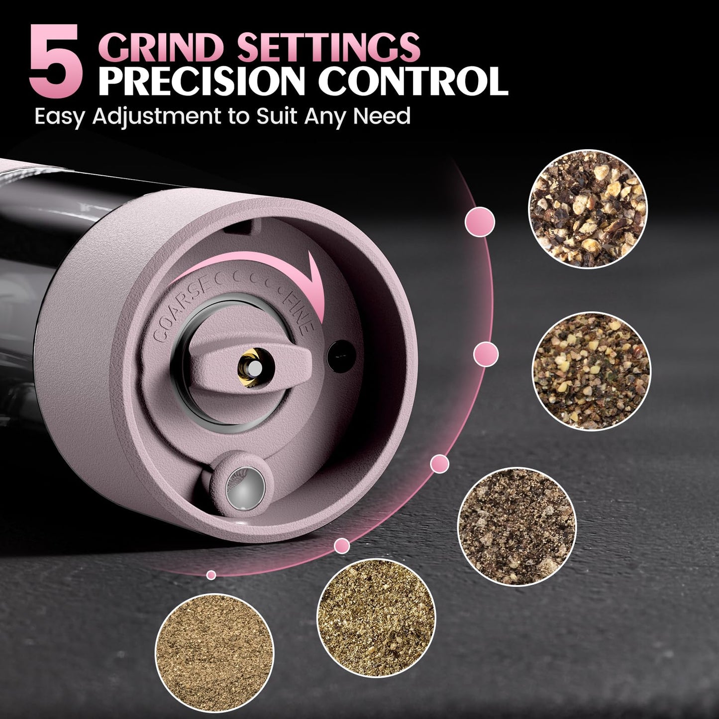 Salt and Pepper Grinder Set Birthday Gifts for Mom Automatic Battery Upgraded Larger Capacity Pink Salt Pepper Set New Apartment Gifts for Housewarming Cooking Gift