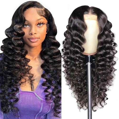 AAKJJ Deep Wave Lace Front Wigs Human Hair 13x4 HD Lace Frontal Wigs for Black Women 200 Density Glueless Wigs Pre Plucked with Baby Hair 26 Inch