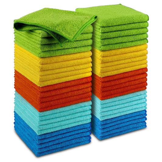 AIDEA Microfiber Cleaning Cloth, 50PK, Microfiber Towels for Cars, Premium Wash Cloths, Dusting Cloth Cleaning Rags, Absorbent Towels for SUVs, House, Kitchen, Window, Cleaning Supplies12×12"