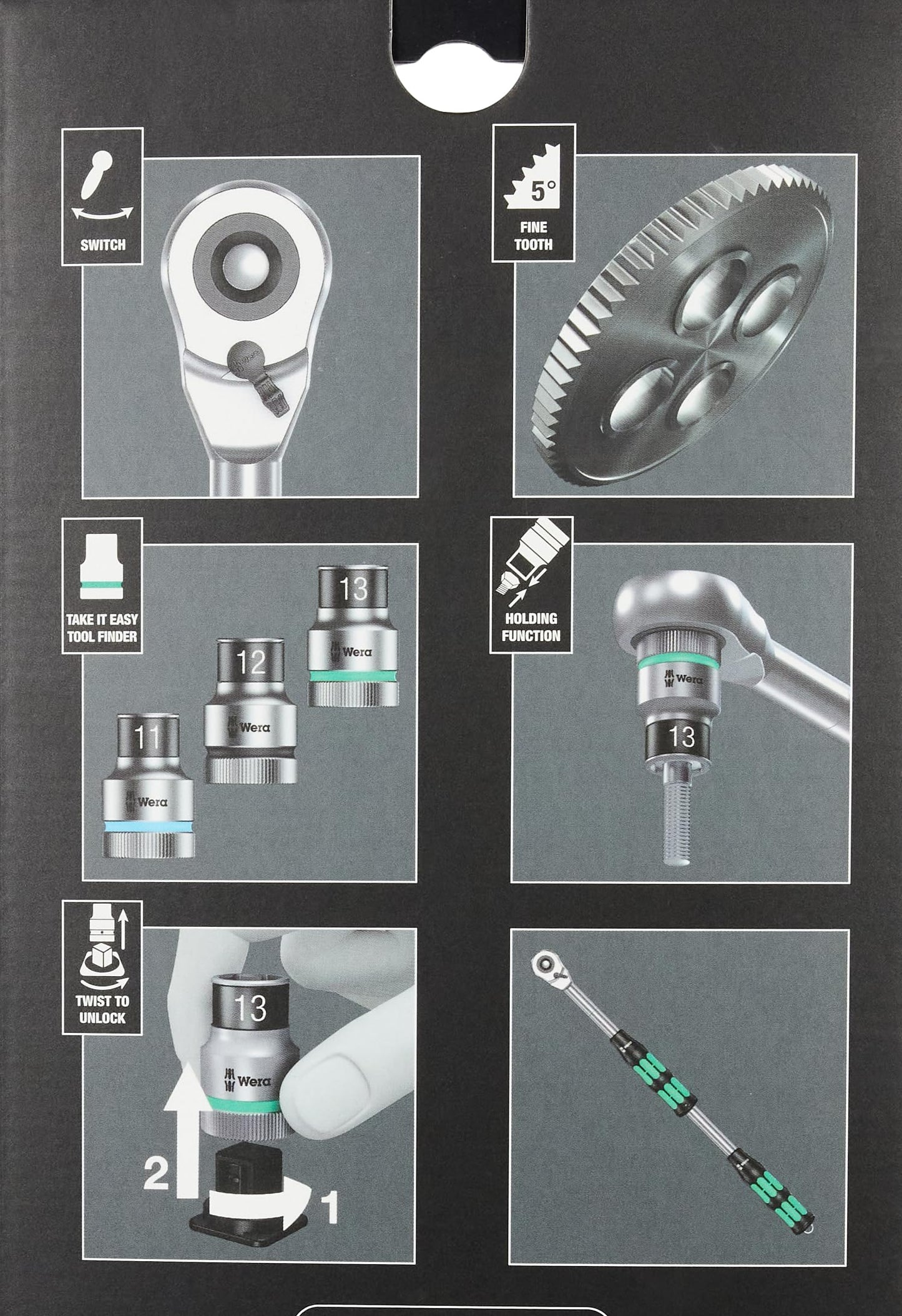 WERA 05004090001 8006 SC 1 Zyklop Hybrid Ratchet Set, 1/2" Drive, Metric, 13 Pieces