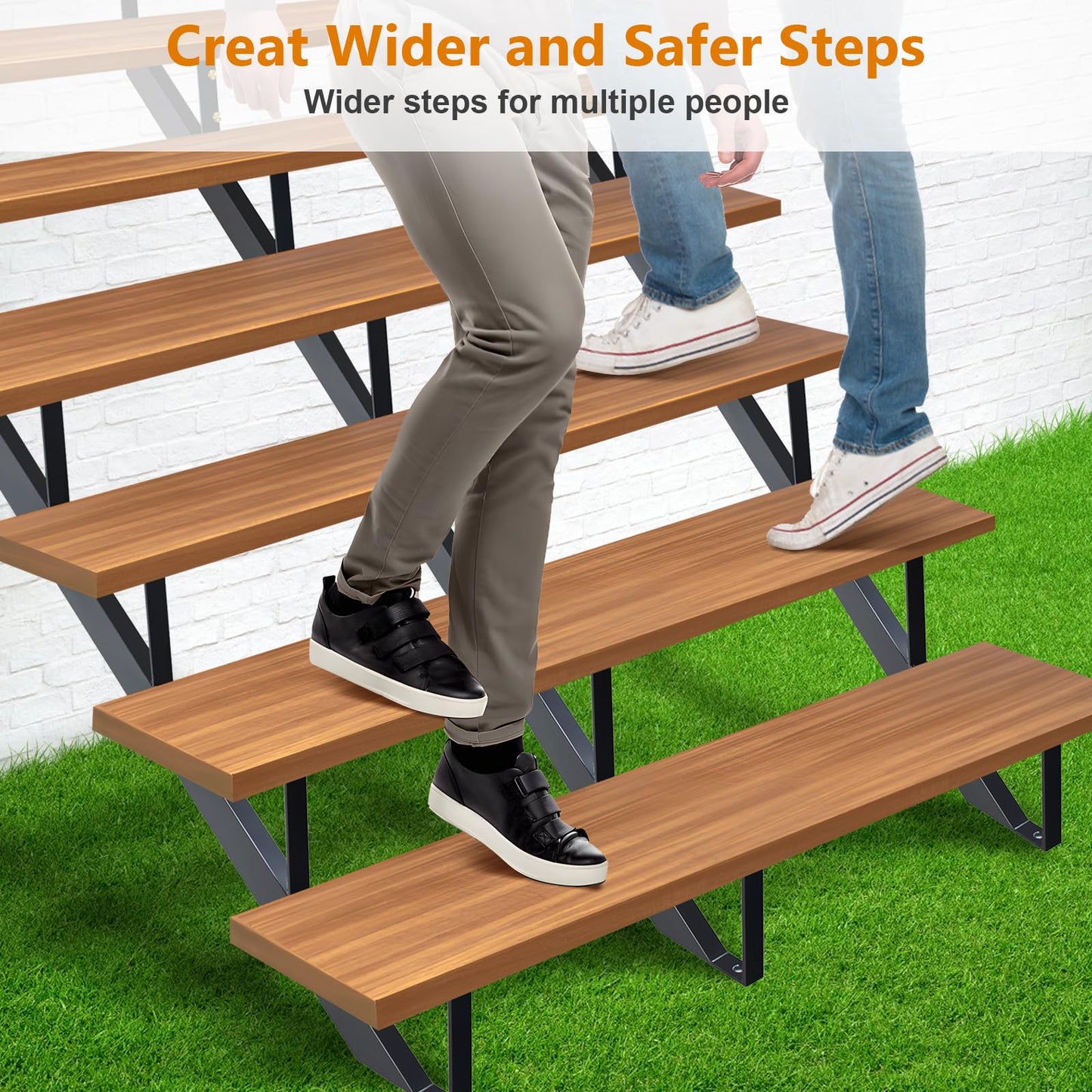 Zwinz Steel Stair Riser 7 Step 3 Pack, Metal Stair Stringers for Deck Height 57 inches, Steel Stair Step Riser for Outside Stairs