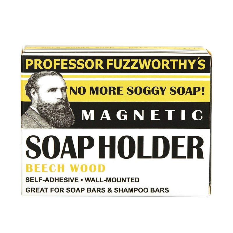 Professor Fuzzworthy's ACV Beard Shampoo Bar & Magnetic Soap Holder Men's Grooming Gift Kit | 100% Natural Beard Wash with Organic Ingredients- Eco Friendly Wooden Soap Dish for Shower & Bath