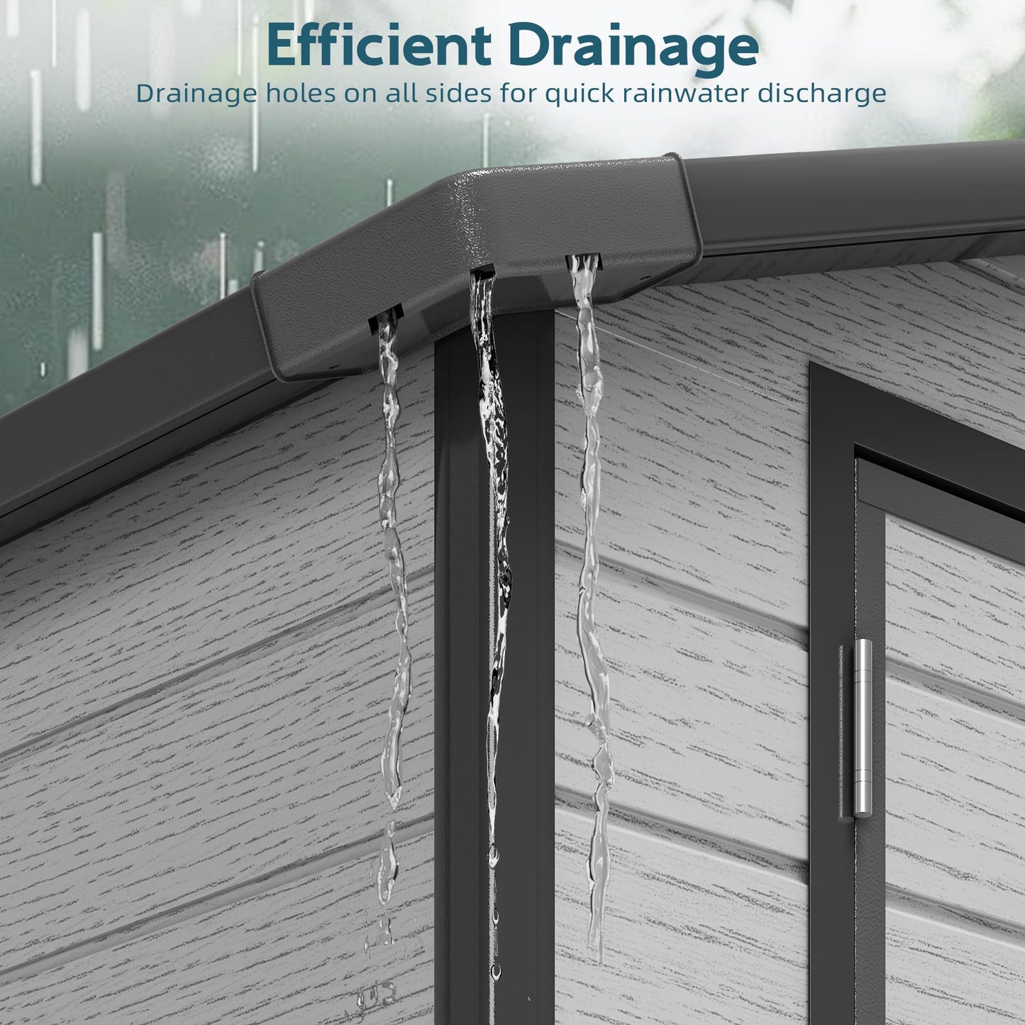WUKHG 6X8 FT Resin Shed, Plastic Shed with Floor & Drainage Channel for Bikes, Furniture, Gardening Tools, Lockable Double Door Outdoor Storage Sheds Suitable for Backyard