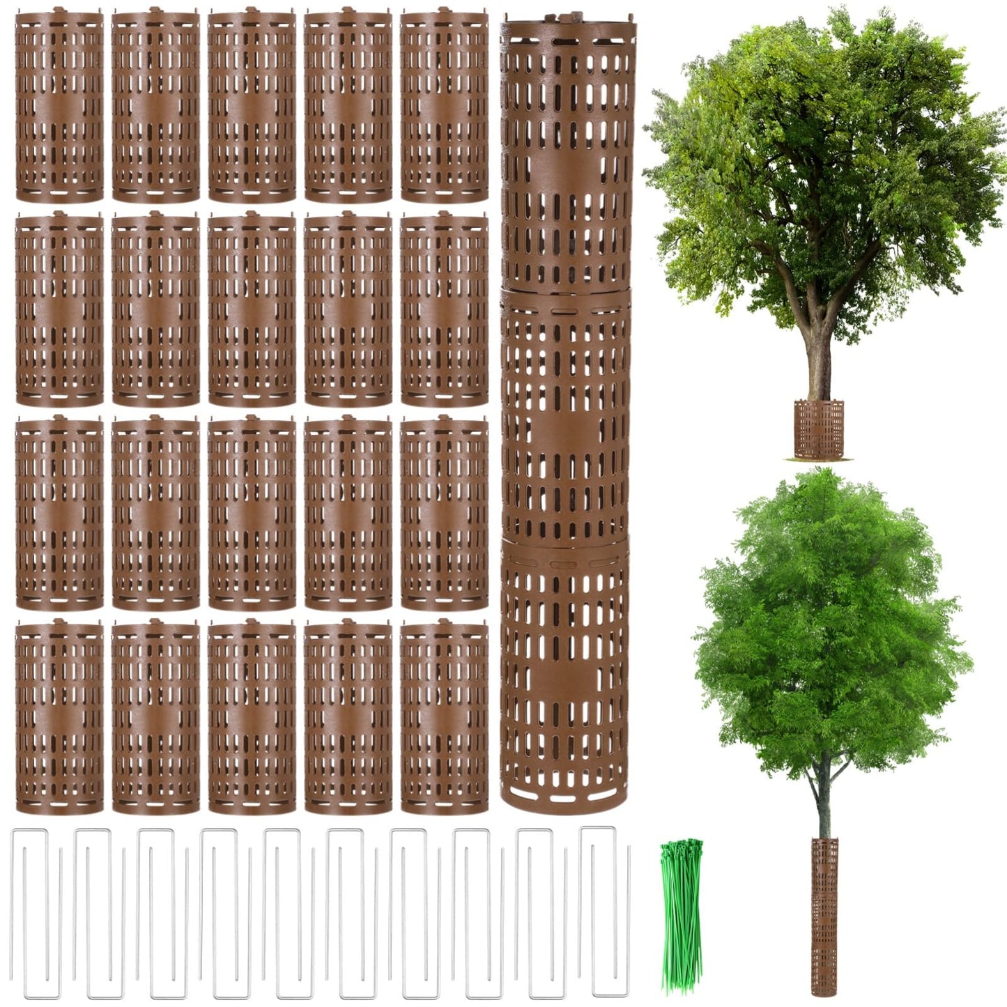 20 Pack Plant Tree Guard Protector, Tree Trunk Protector Around Trunk Bark, Saplings, and Vines, Expandable Mesh Tree Bark Protector 15 Inches Tall, Protect from Trimmers, Mowers, and Animals