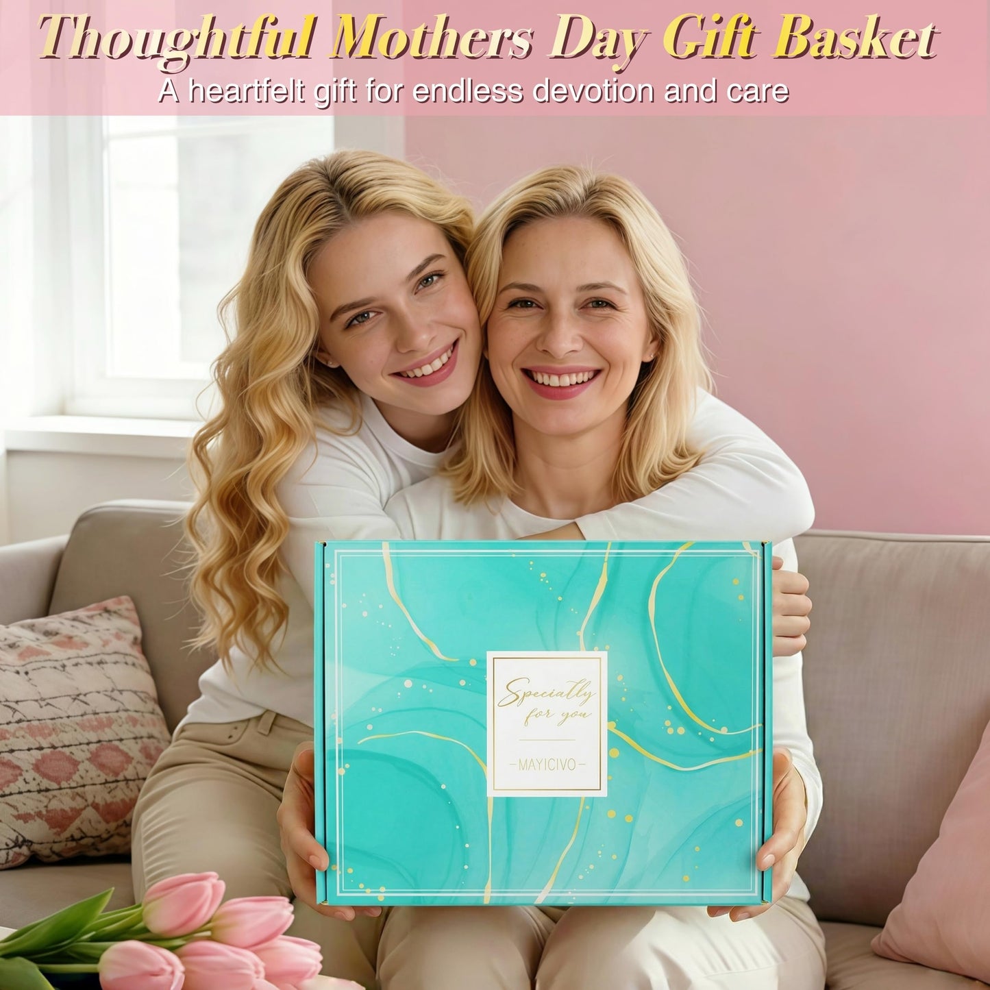 Mothers Day Birthday Gifts for Women Self Care Get Well Soon Gifts, Ocean Relaxing Spa Gift Basket Thinking of You Care Package with Flannel Blanket, Unique Gift for Her Mom Wife Grandma Friend Sister