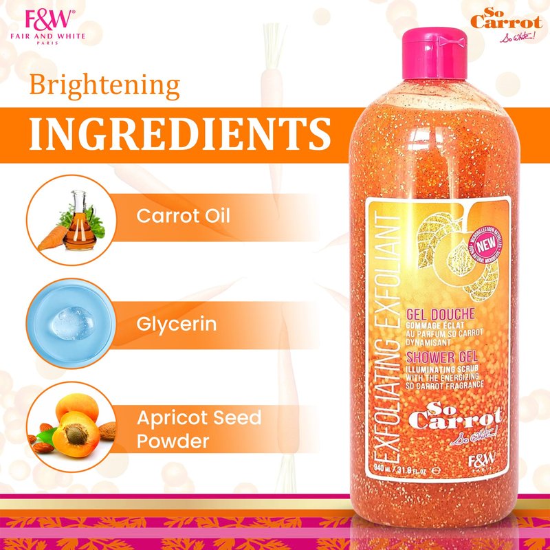 FAIR & WHITE So Carrot Body Scrub Body Wash 31.8 Floz / 940ml