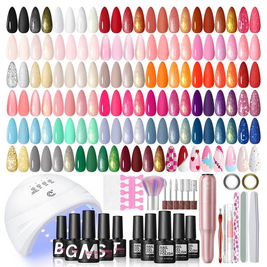 COSCELIA Christmas Gel Nail Polish Kit with U V Light 20pcs Gel Nail Polish 3 Colors Poly Extension Polish Set Glitter Decoration Starter Kit Nail Art DIY at Home Gifts for Women Teens Girls