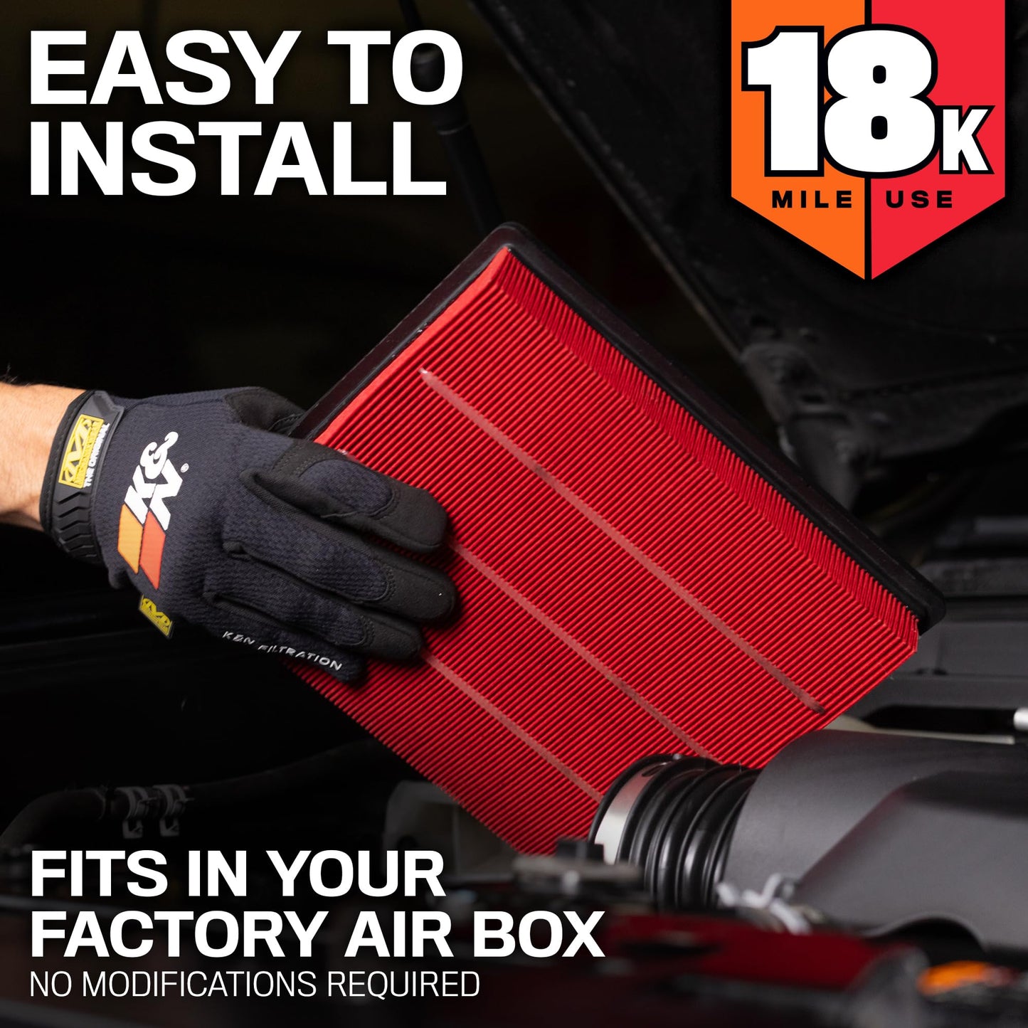 K&N Engine Air Filter: Long Life 18,000 Mile Replacement Air Filter: Compatible with 1999-2019 Chevy/GMC Truck/SUV V6/V8 (Silverado, Suburban, Tahoe, Sierra, Yukon, Avalanche), KNA-2129