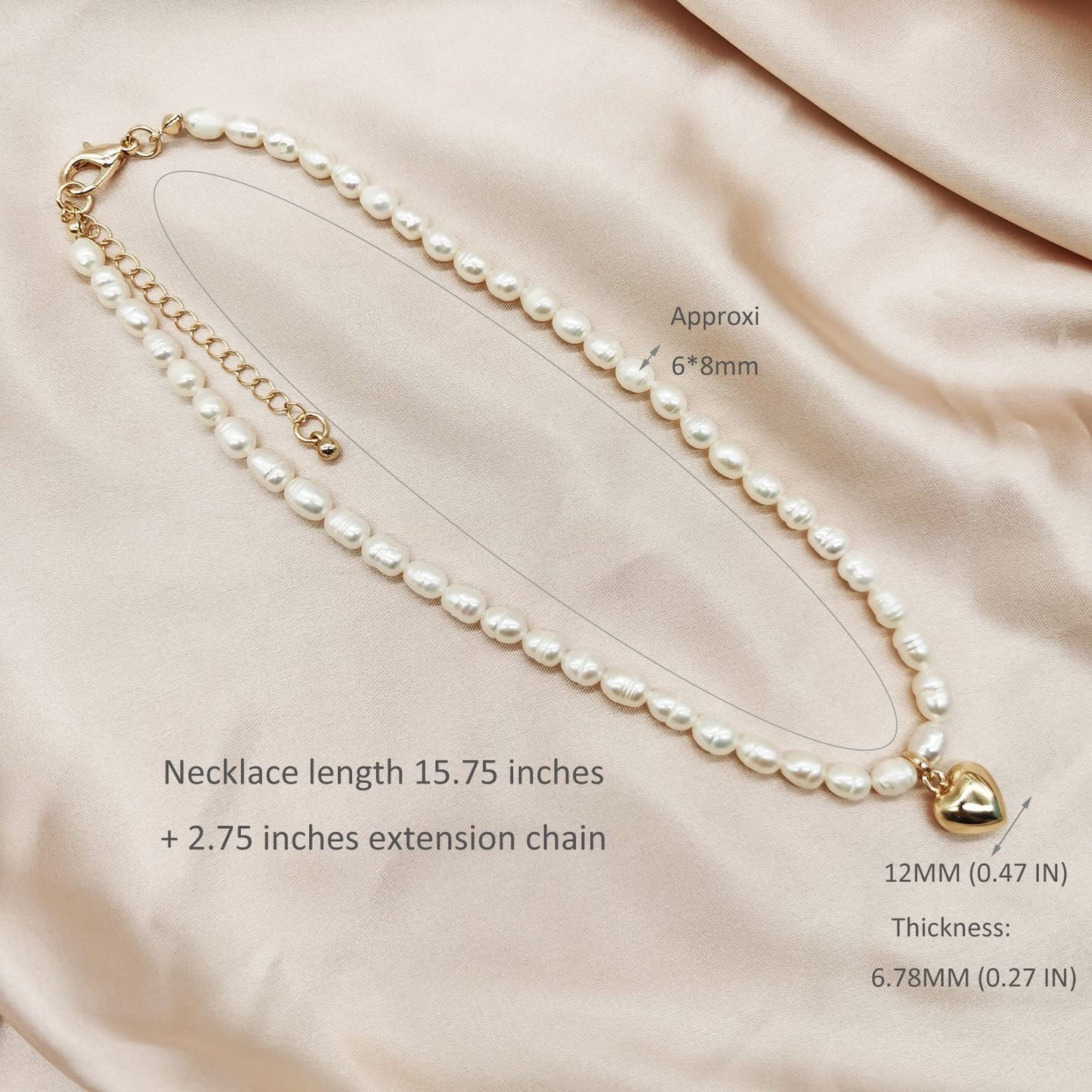 wgoud Natural Freshwater Pearl Choker Necklace for Women, Trendy 14K Gold Plated Handmade Pearl Necklaces Jewelry Gift (Necklace K)