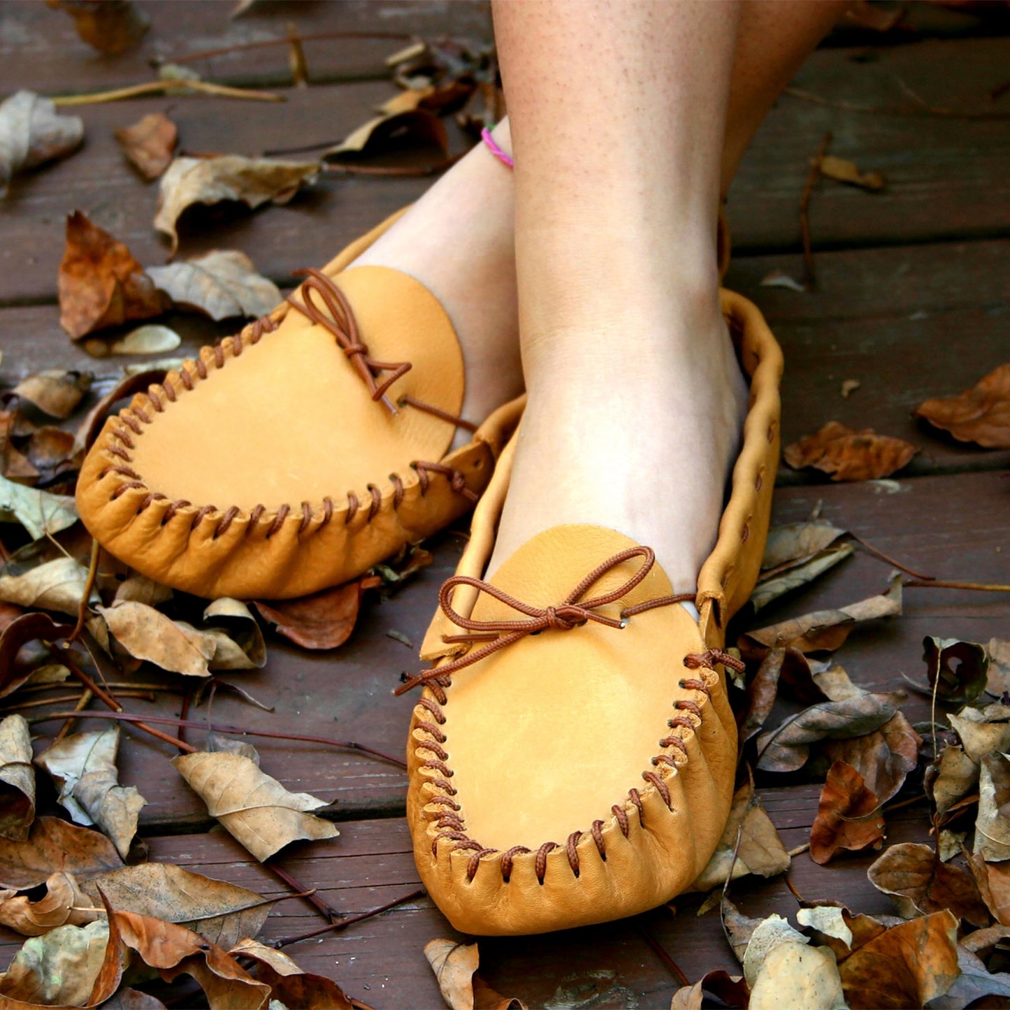 Realeather Adult Moccasin Leathercraft Kit, 10-11, Golden Tan
