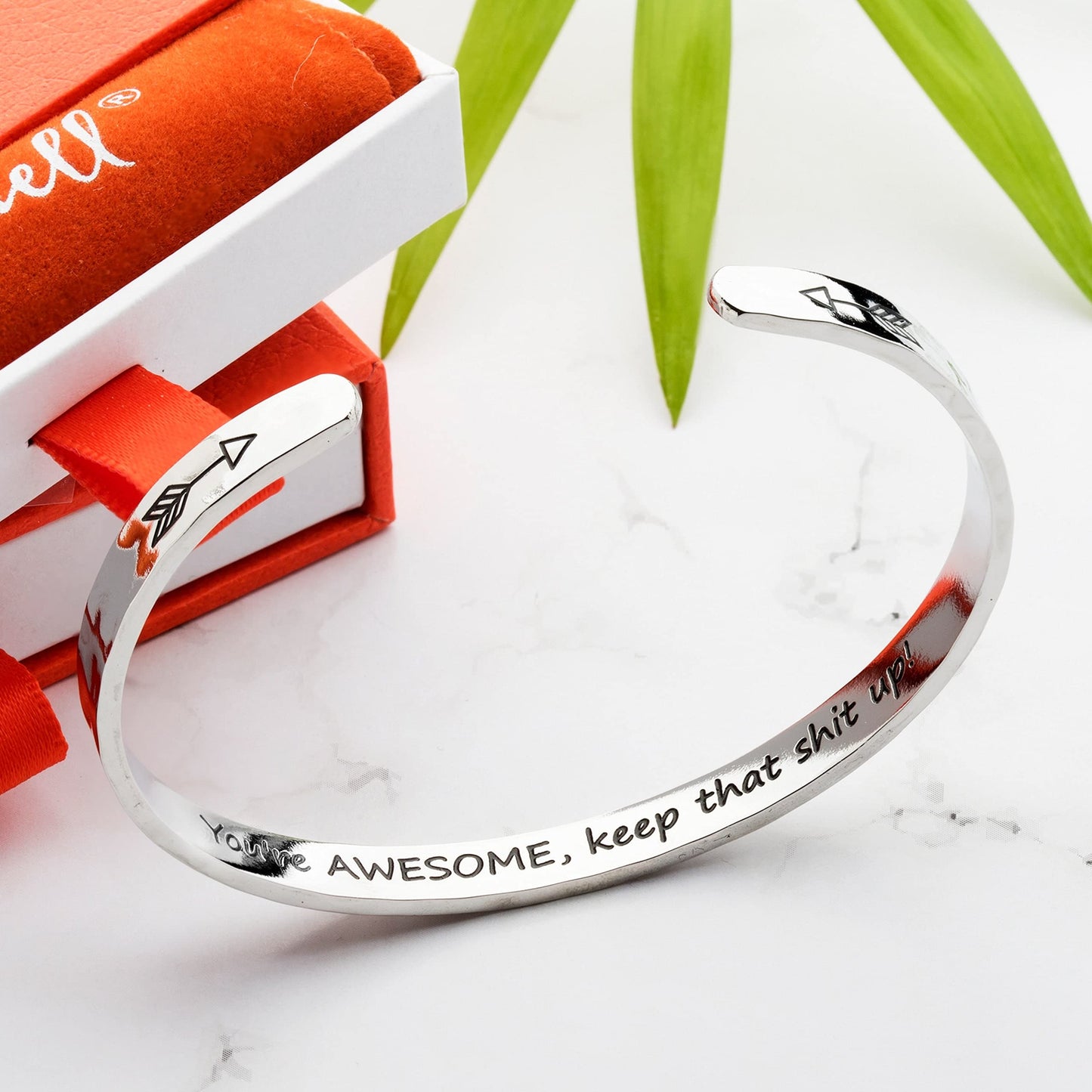 Carviell Inspirational Bracelets, Funny Gifts for Women, for Mom, Best Friend, Engraved Cuff Jewelry