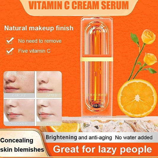 XIRUJNFD Vitamin C Makeup Tone Up Cream, Five Vitamin C Tone-Up Cream, Multi 4-In-1 Face, Concealer, Face Primer and Makeup (3)
