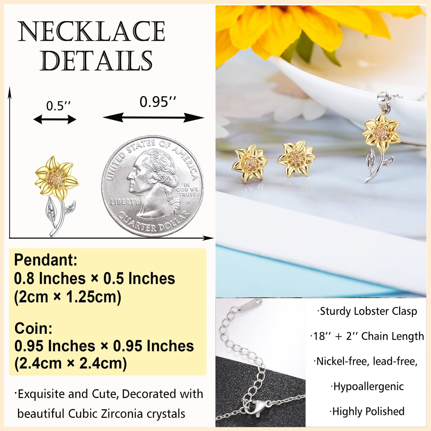 Tarsus Daughter Necklace, Daughter Gifts from Mom Mother's day Christmas Gift Sunflower Jewerly Birthday to My Daughter Valentines Necklaces for Teen