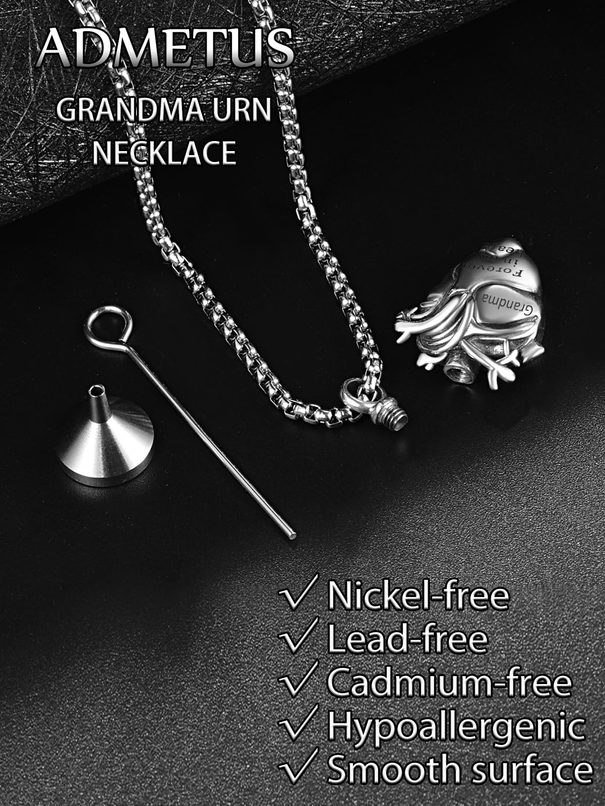 Anatomical Heart Urn Necklaces for Ashes Sterling Silver Ash Pendants Cremation Jewelry Grandma Keepsake Pendant Memorial Jewelry Gifts for Loss of Grandma