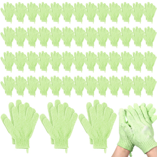 Didaey 104 Pcs Exfoliating Glove Bulk Shower Gloves with Hanging Loop Exfoliating Body Scrubber Dead Skin Remover for Body Bath Beauty Spa Massage Scrubs Men Women Bathing (Green)