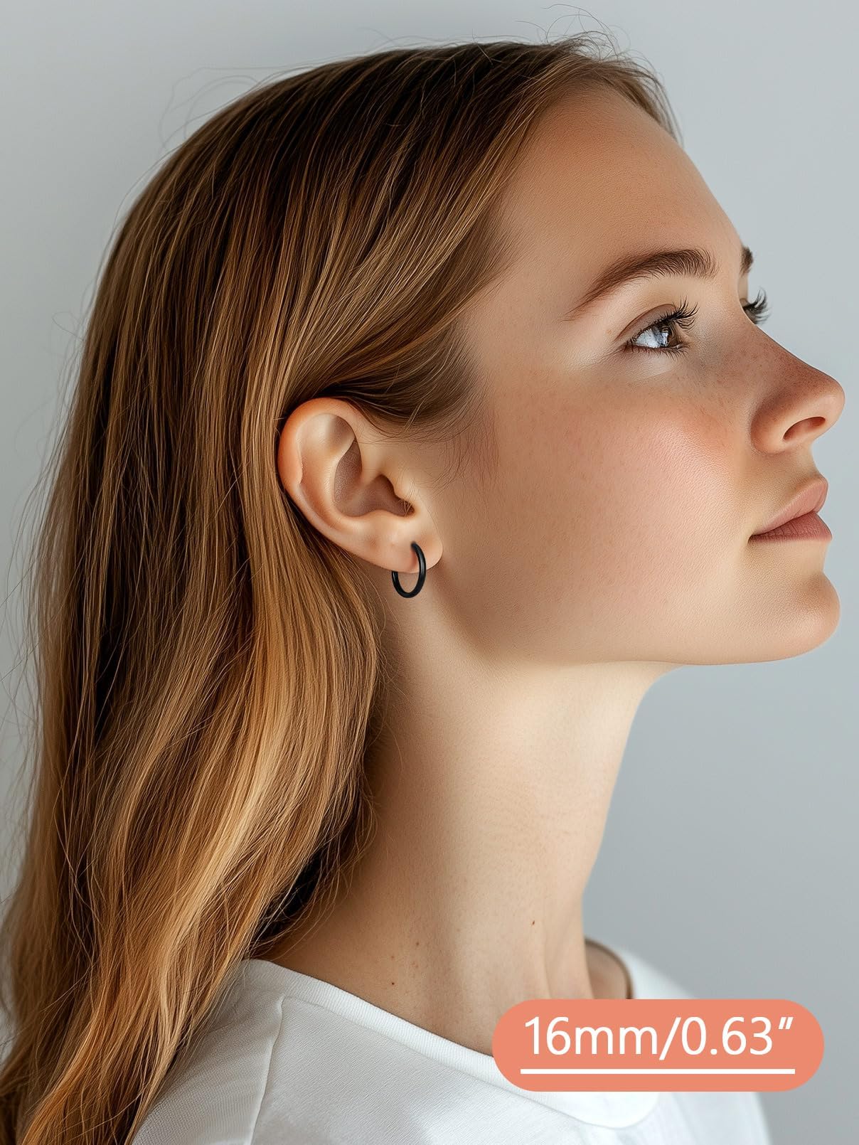 FaithHeart Hoop Earrings for Women, Black Hypoallergenic Huggie Hoop Earrings, Small Cartilage Earrings for Women 16mm, Send Gift Box