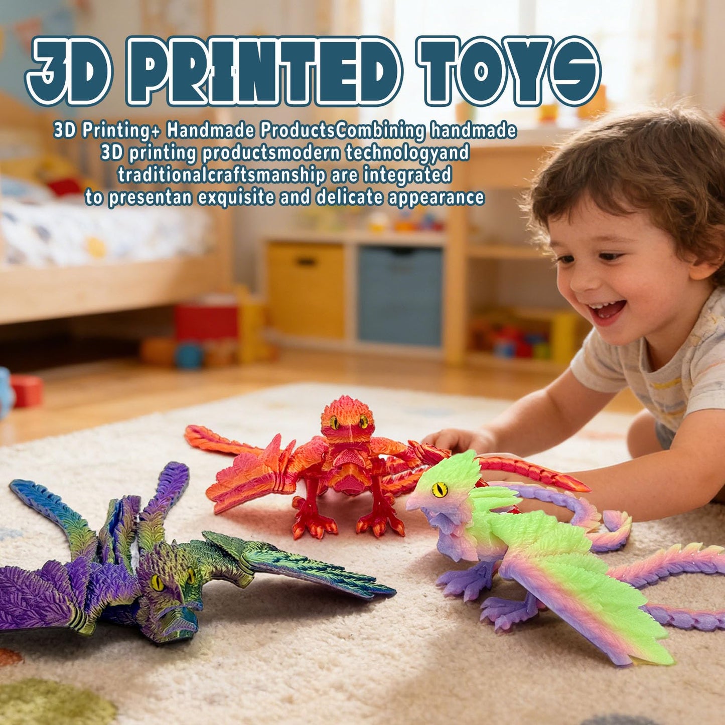9.2 Inch 3D Printed Peacock Toy,Articulated Flexible 3D Printed Animal Decor,3D Printed Phoenix Bird,Interesting Toys for Autism/ADHD,Fidget Toys, Executive Desk Animals Toy (Blue Green)