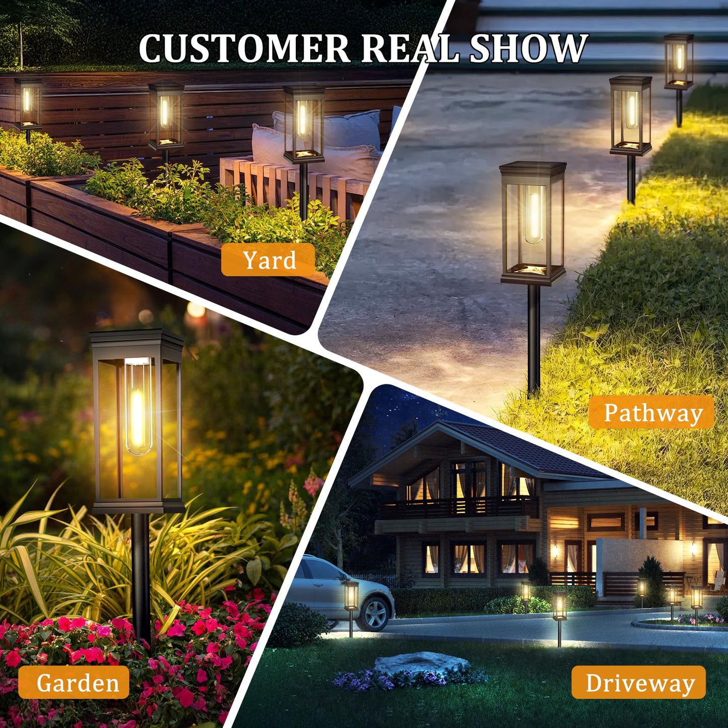 TEZKOLES 8 Pack Solar Pathway Lights Outdoor, IP65 Waterproof Solar Lights Outdoor ，Auto On/Off Walkway Landscape Lighting, Warm White LED for Garden, Yard, Driveway, Patio Landscape Decor
