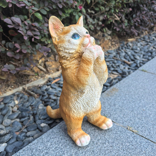 Ahbuohe Garden Cat Statue Decorative Outdoor,Fairy Art Yard Décor Figurine for Patio Lawn, Pets Statue Ornaments Patio Lawn Flower Bed (Orange)