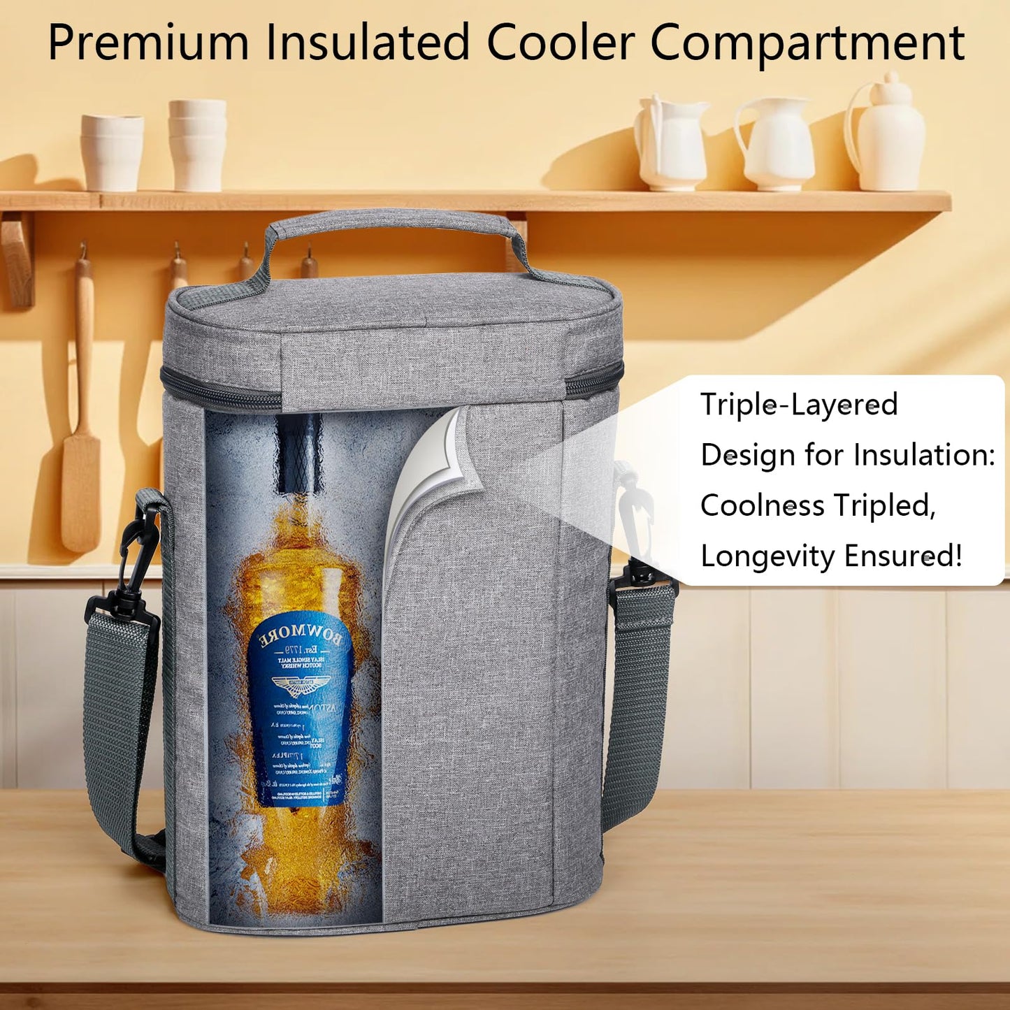 Hap Tim Wedding Gifts for Couples, Bridal Shower Gifts, Engagement Gifts for Newlyweds, Mr and Mrs gifts - Wine Cooler Bag Insulated Wine Carrier Tote with Tumblers, Bamboo Cheese Borad (13624-G2)