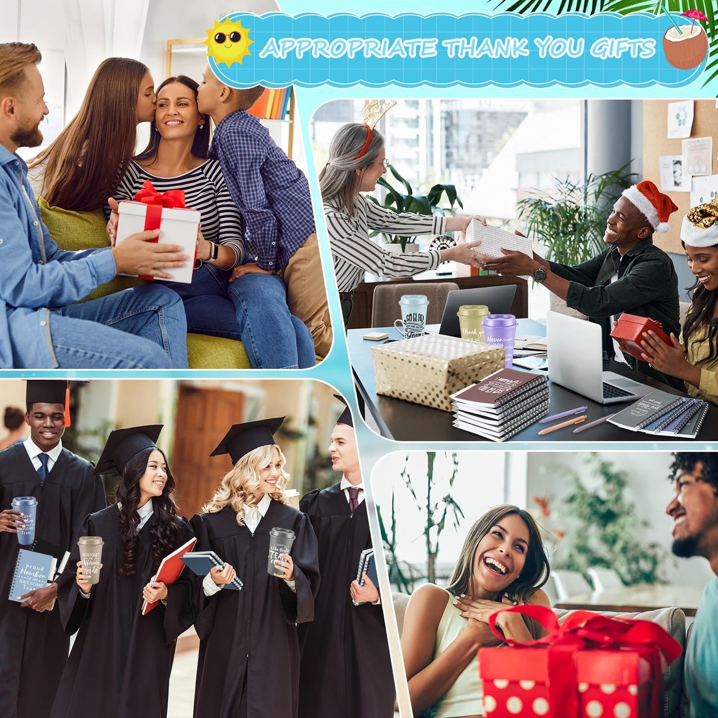 Teenyyou 90 Pcs Employee Appreciation Gift Set, 16oz Tumbler with Lid Notebook Pen Bulk Thank You Gift Holiday Party Favor for Office Coworker Teacher Staff Team (Dark Color,Elegant Style)