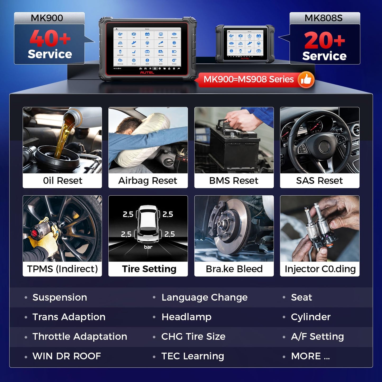 Autel Scanner MaxiCOM MK900: 2026 Updated as MK900BT MK900-BT MX900 Bidirectional Diagnostic Tool, 8in Up of MK808S MK808BT Pro MX808S 808Z, 3K+ Active Tests, 40+ Service, CAN-FD&DOIP, All System, FCA