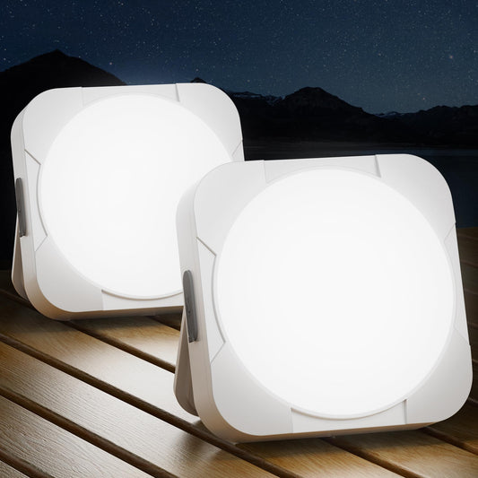 2 Pack Rechargeable LED Camping Light Lantern: 2000mAh Battery Powered Tent Light with Magnet - Camping Essential Waterproof Flashlight for Hiking Power Outage Emergency Survival Backpacking Hurricane